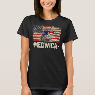 Camiseta Meowica Cat 4º De Julho Patriótico Eua Ameri