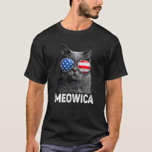 Camiseta Meowica Cat 4 De Julho Merica Men Usa American Fl