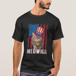 Camiseta Meowica Cat American Flag Patriótica 4 De Julho Ki