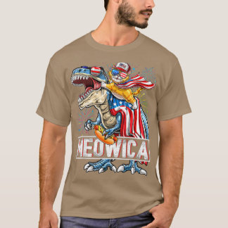 Camiseta Meowica Cat Dinossaur 4 De Julho Patriótico