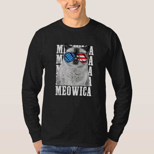 Camiseta Meowica Cat Eagle American Símbolo Usa Patriótico  (Frente)