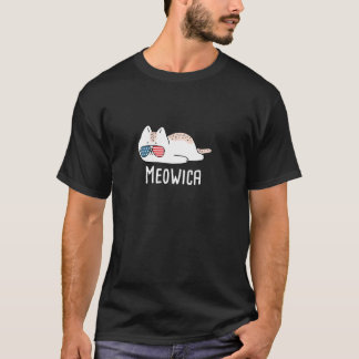 Camiseta Meowica Cat EUA Bandeira Funny Patriótico Humor An
