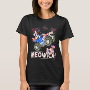 Camiseta Meowica Cat Monster Drick American Flag 4t