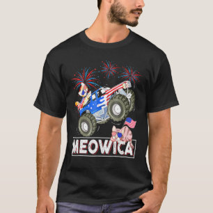 Camiseta Meowica Cat Monster Drick American Flag 4t