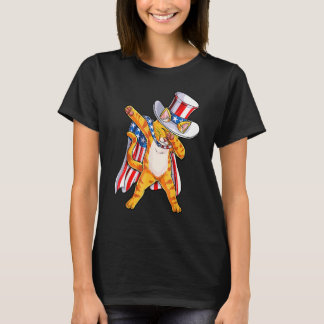 Camiseta Meowica Gato Dabbing Tio Sam 4 de Julho