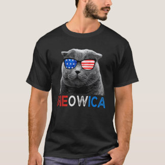 Camiseta Meowica Gato Patriótico 4 De Julho Bandeira Americ