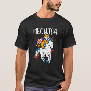 Camiseta Meowica Gato Unicórnio 4 De Julho Patriótico Infan