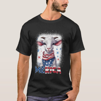 Camiseta Meowica Patriotic Goat 4 De Julho Fogos De Artifíc