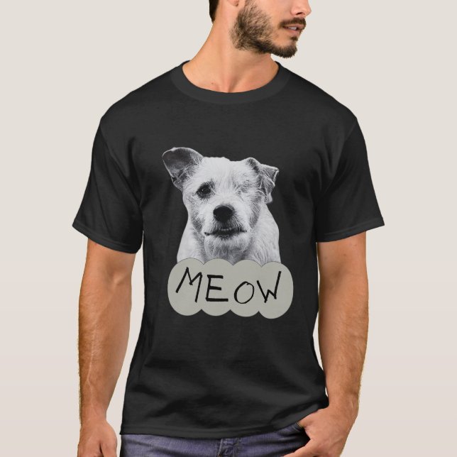 Camiseta Meowing black and white one eyed dog (Frente)
