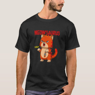 Camiseta Meowsaurus Rugido Gato Bravo Fofo Dino Mashup