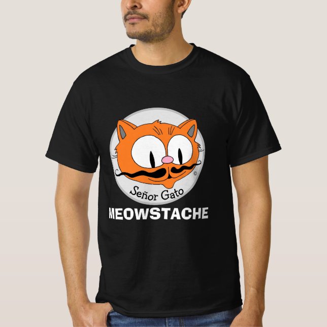Camiseta MEOWSTACHE bigode senhor Gato Funny (Frente)