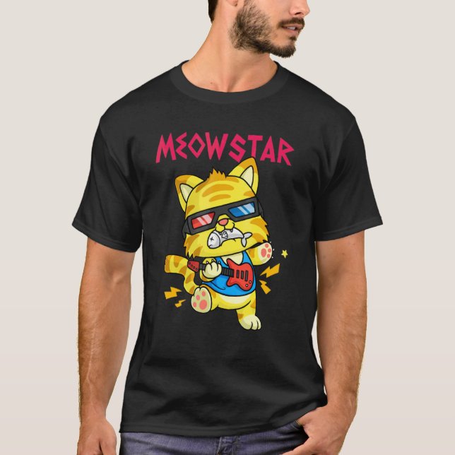 Camiseta Meowstar E Long Live Rock E Roll (Frente)