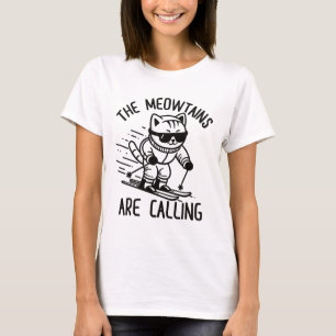 Camiseta Meowtain Está Chamando De Esqui Engraçado De Gato 
