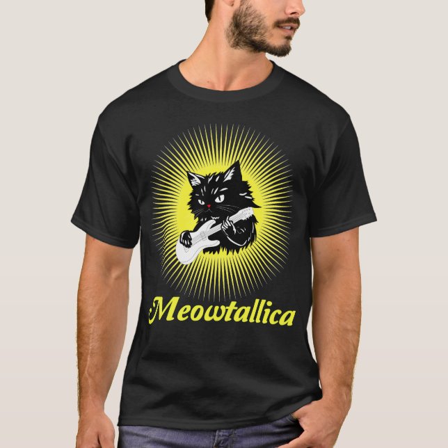 Camiseta Meowtallica Graphic: Rock Star Vibes (Frente)