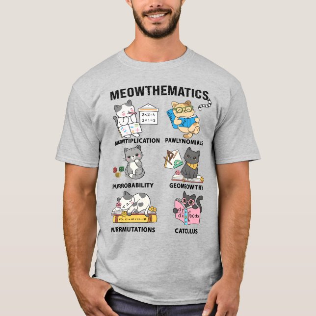 Camiseta Meowtemática Piadas Matemáticas de Gatos para Aman (Frente)