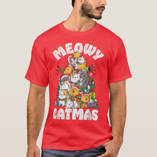 Camiseta Meowy Catmas Árvore de Natal de Natal