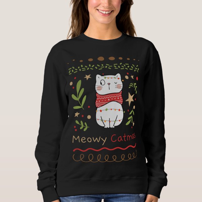 Camiseta Meowy Catmas Cat Lover Natal Natal (Frente)