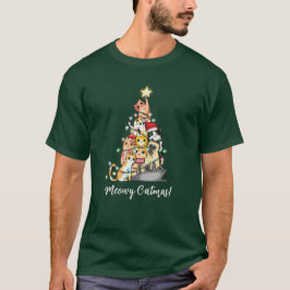 Camiseta Meowy Catmas de Diversão Árvore de Natal