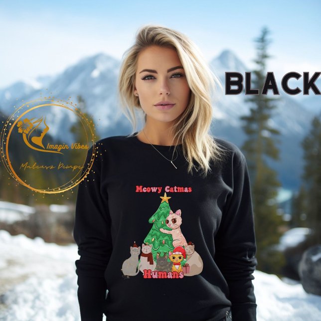 Camiseta Meowy Catmas, Feliz Gato de Natal (Criador carregado)