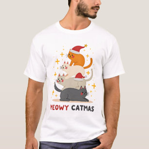 Camiseta Meowy Catmas Gato Árvore de Natal Natal (2)