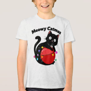 Camiseta Meowy Catmas - Gato com enfeite de Natal