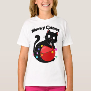 Camiseta Meowy Catmas - Gato com enfeite de Natal