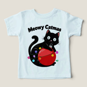 Camiseta Meowy Catmas - Gato com enfeite de Natal
