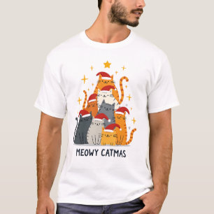 Camiseta Meowy Catmas Gato Natal Árvore de Natal (4)