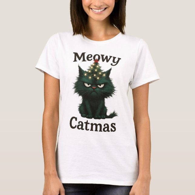 Camiseta Meowy Catmas Moody cat (Frente)