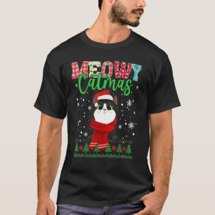 Camiseta Meowy Catmas Natal Gato Papai Noel Cachecol Feio 1