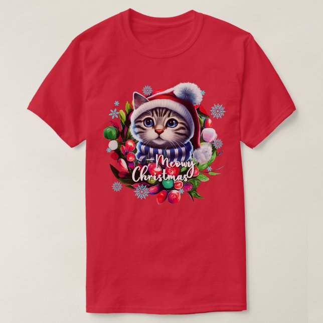 Camiseta Meowy Christmas (Frente do Design)