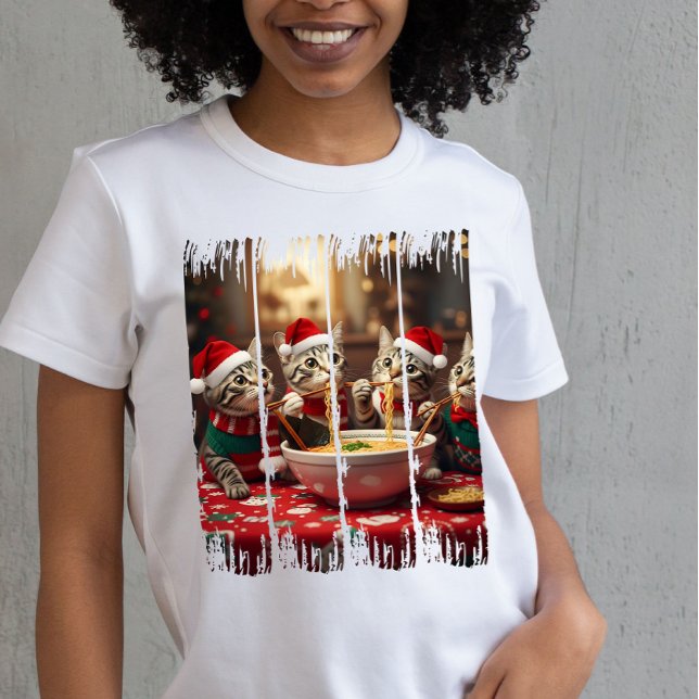Camiseta Meowy Christmas e Ramen Delights (Criador carregado)