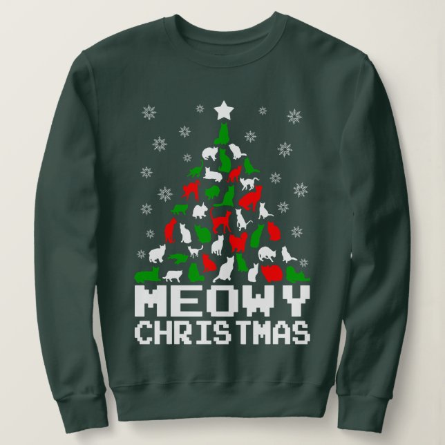 Camiseta Meowy Christmas - ideias de presente de natal 2022 (Frente do Design)