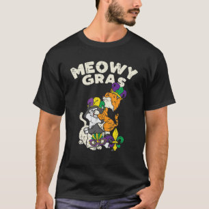Camiseta Meowy Mardi Gras Engraçado Nola Cat Dono do Pão Mo