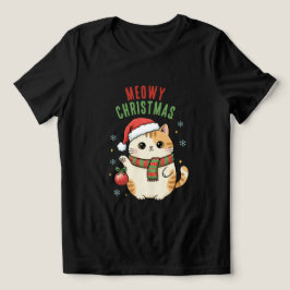 Camiseta Meowy Natal Gato – Design Festivo de Férias