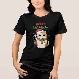Camiseta Meowy Natal Gato – Design Festivo de Férias