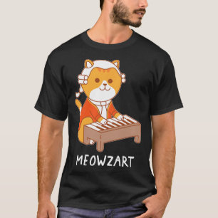 Camiseta Meowzart Cat Pun Clicar Música Piano Engraçado