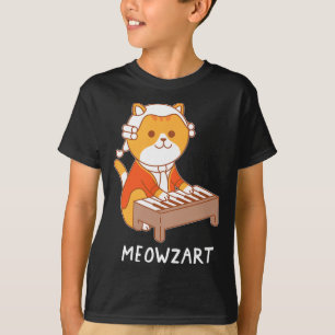 Camiseta Meowzart Cat Pun Clicar Música Piano Engraçado