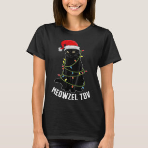 Camiseta Meowzel Tov Black Cat Hanukkah Vozes De Natal Ca