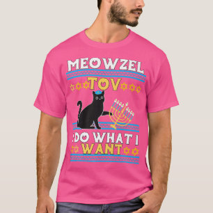 Camiseta Meowzel Tov Black Cat Mazel Tov Menorah Hanukkah 2