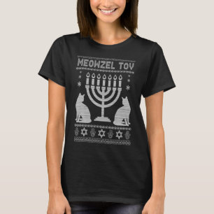 Camiseta Meowzel Tov Cat Feriado Judaico Ugly Hanukkah Chan