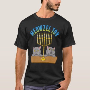 Camiseta Meowzel Tov Cat Judeu Mazel Tov Hanukah Diversão T