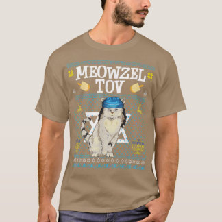 Camiseta Meowzel Tov Chanukah Gato Judeu Engraçado Gato Men