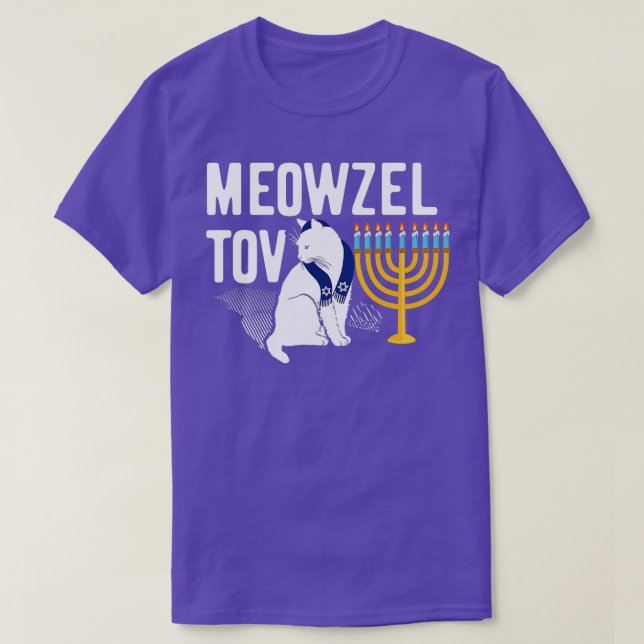 Camiseta Meowzel Tov Funny Cat Chanukah Hanukkah Jewish Hol (Frente do Design)