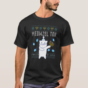 Camiseta Meowzel Tov Gato de Natal Judaico Gato Feio de Han