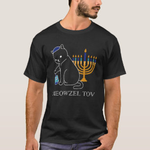 Camiseta Meowzel Tov Gato Fofo Mazel Tov Menorah Hanukkah