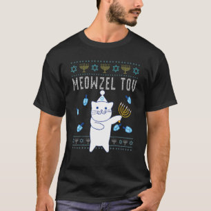 Camiseta Meowzel Tov Jewish Christmas Cat Ugly Hanukkah