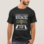 Camiseta Meowzel Tov Sukkot Chanukah, proprietário judeu de<br><div class="desc">Meowzel Tov Sukkot Chanukah,  proprietário judeu de gatos Hanukkah Ugly_1.</div>