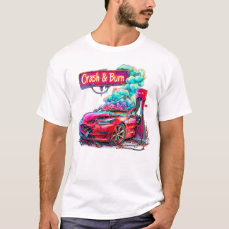 Camiseta Mercado de ações: queda e queima, musk de elon EV,
