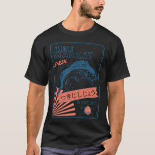 Camiseta Mercado de Peixes Retro Tsukiji Tóquio Japão